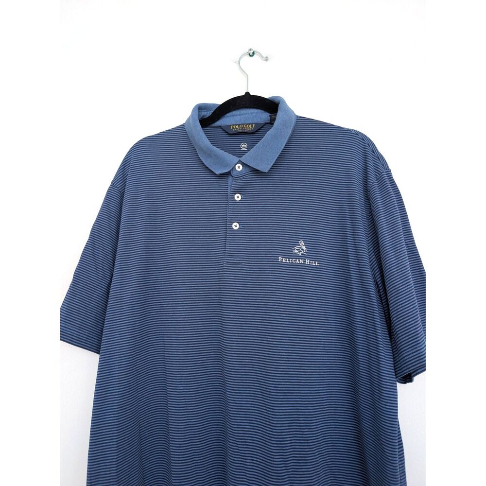 Polo Golf Wicking Striped Pelican Hill Embroidery Short Sleeve Polo Shirt Sz XL